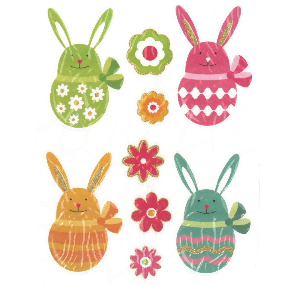 Stickers muraux pour paques - Sticker mural Panier de Pâques et les lapins