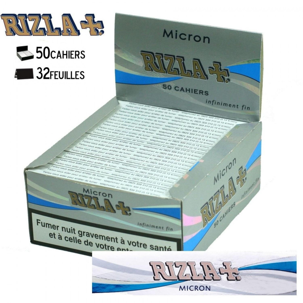 RIZLA+ Slim Micron x50  Feuille Rizla Micron Pas Cher - MajorSmoker